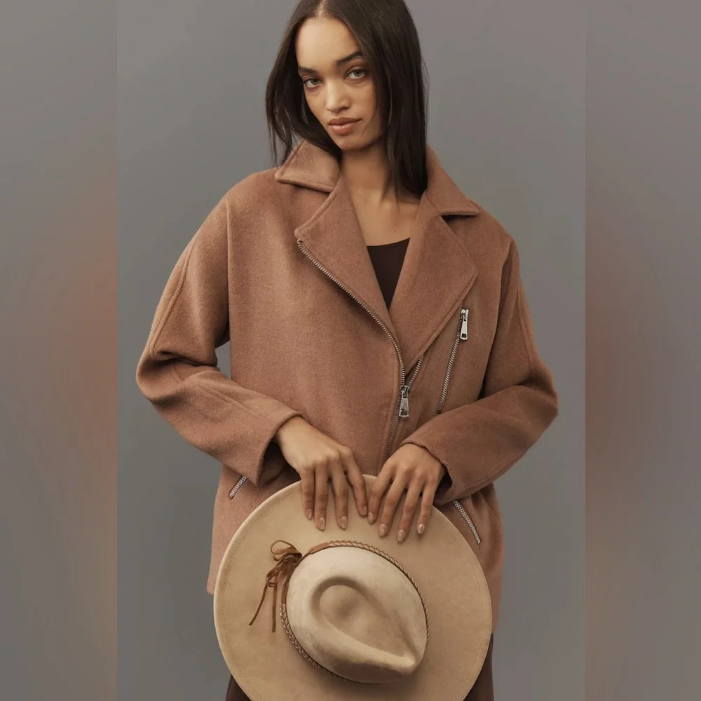 Anthropologie Maeve Longline Moto Wool-Blend Jacket XL - Picture 5 of 9